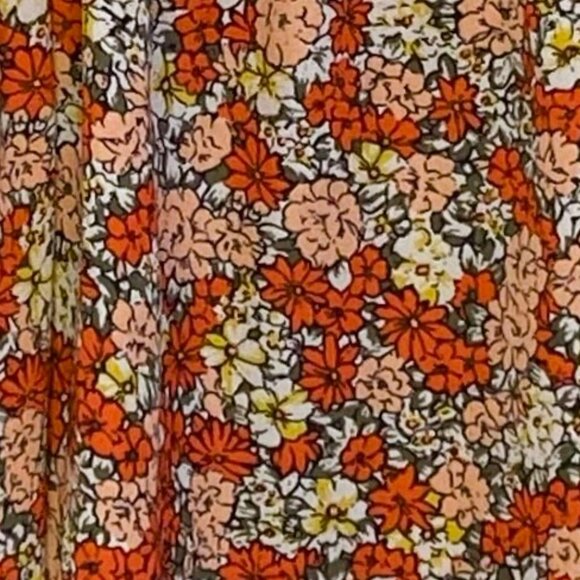 Loft - Wide Strap Tank Top, Yellow/ Red/ Burnt Orange, Floral, Size M - Picture 3 of 8